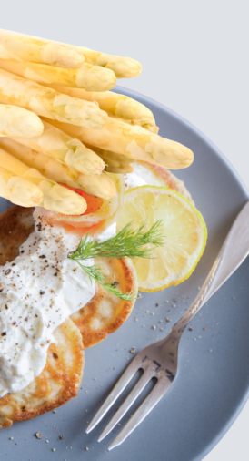 Blinis et crème d&rsquo;asperges à la feta