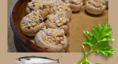Champignons crus farcis à la tartinade de poisson