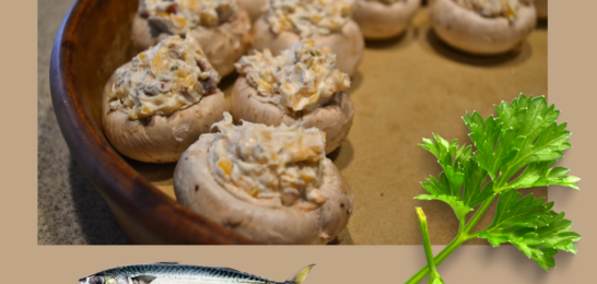 Champignons crus farcis à la tartinade de poisson