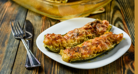 Courgettes farcies au poulet et au curry