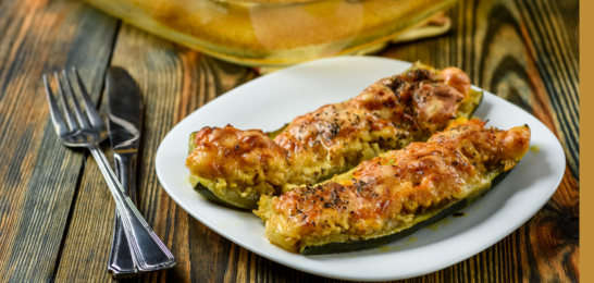 Courgettes farcies au poulet et au curry