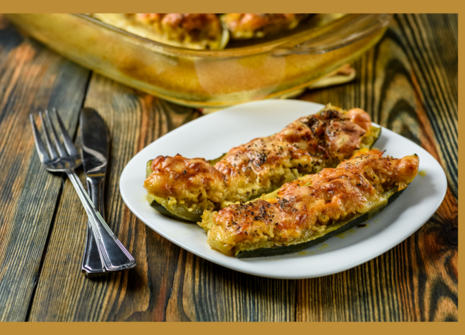 Courgettes farcies au poulet et au curry