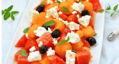 Salade de pastèque, melon, fêta