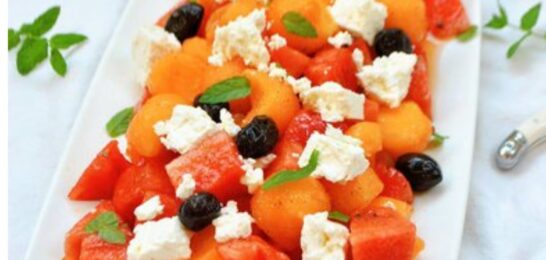 Salade de pastèque, melon, fêta