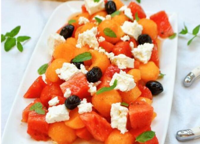 Salade de pastèque, melon, fêta