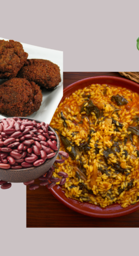 Riz printanier aux blettes et falafels de haricots rouges