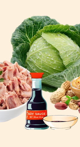 Chou-vert au thon et sauce umami