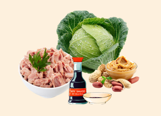 Chou-vert au thon et sauce umami
